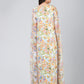 Women's Elegant Extra-Long Sleeve Floral Printed Crepe Maxi Dress