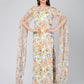Women's Elegant Extra-Long Sleeve Floral Printed Crepe Maxi Dress