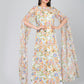 Women's Elegant Extra-Long Sleeve Floral Printed Crepe Maxi Dress