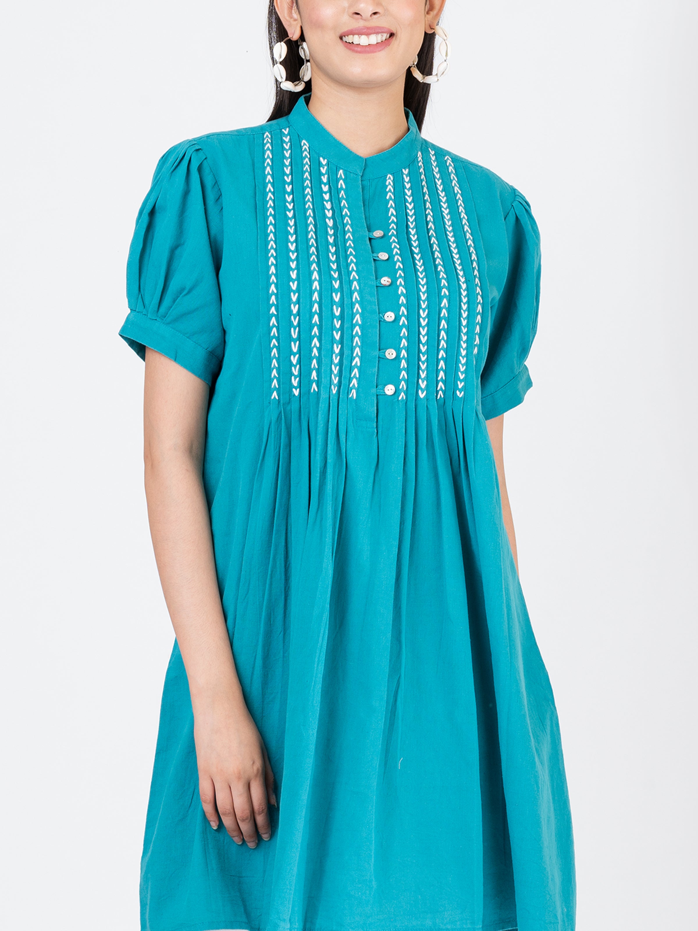 Short Sleeve Dot Design Short Frock