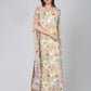 Women's Elegant Extra-Long Sleeve Floral Printed Crepe Maxi Dress