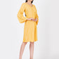 Women's Soft Cotton Yellow Striped Midi Dress