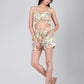Women's Printed Crepe Shirred Crop Cami Top