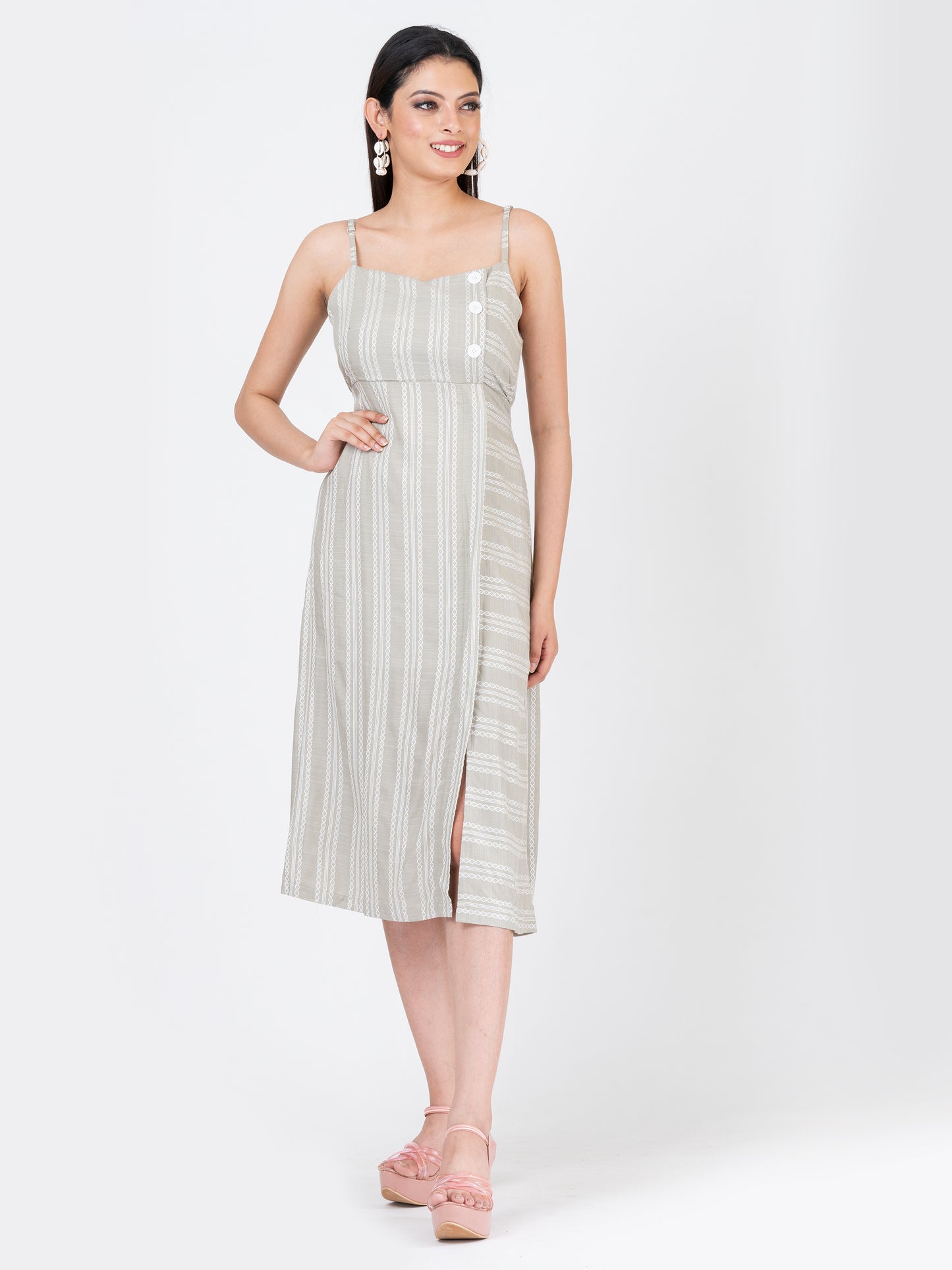 Women’s Soft Cotton Spaghetti Strap Dress With Lining Attached