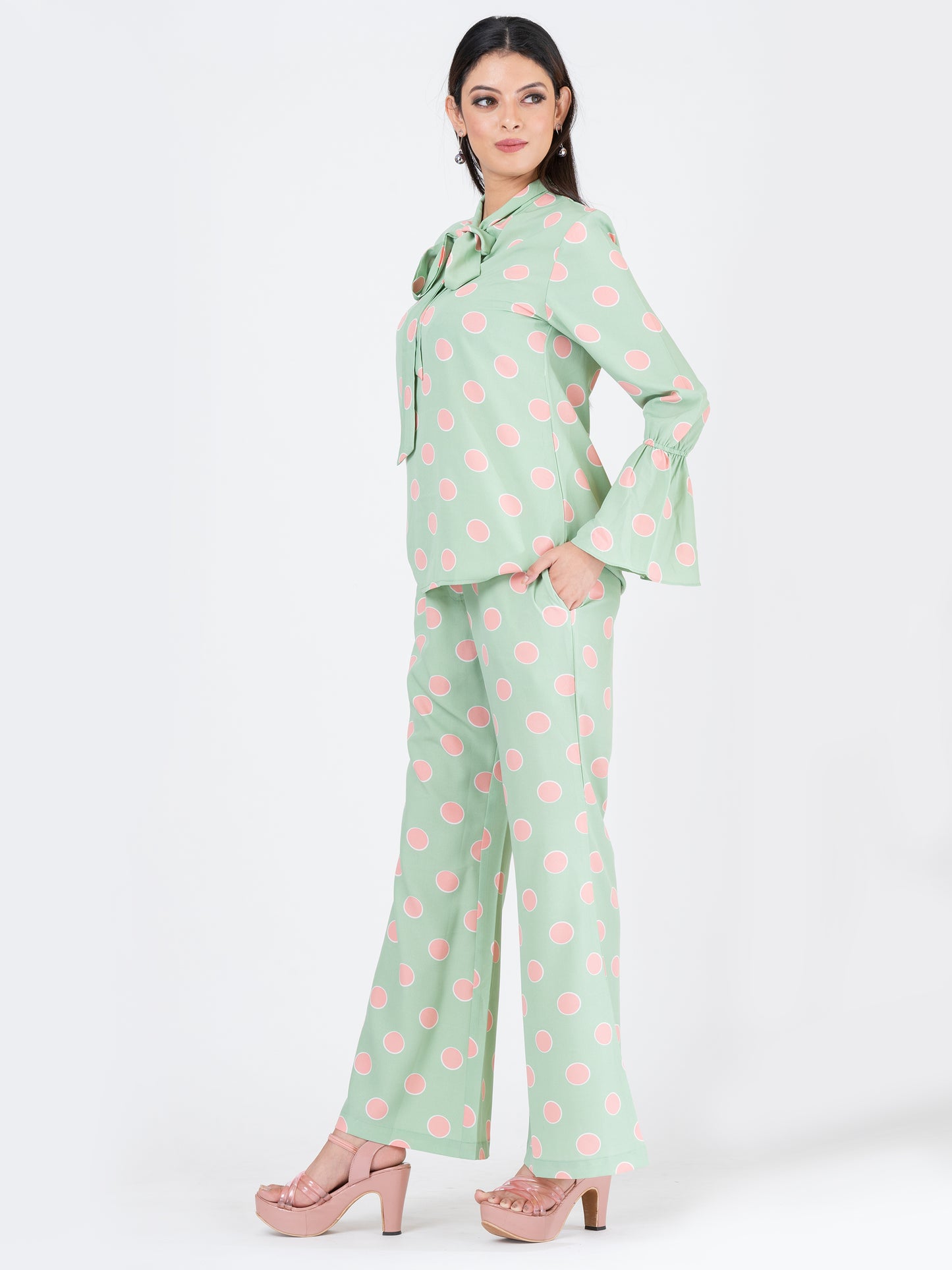 Women's Co-ord Set -  Polka Jade