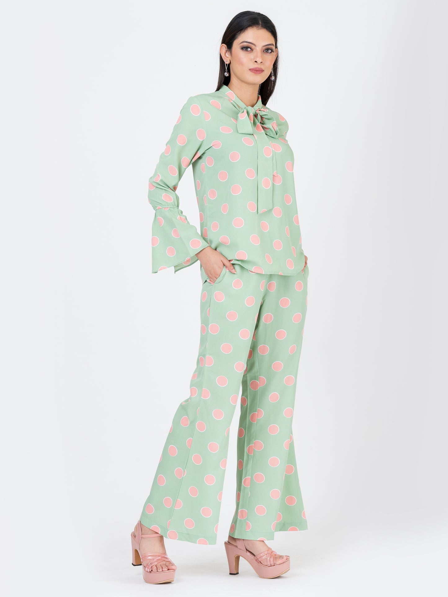 Women's Co-ord Set -  Polka Jade