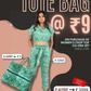 Women's crop top co-ord set spiral jade + The Market tote spiral jade