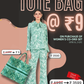 Women's co-ord set spiral jade + The Market tote spiral jade