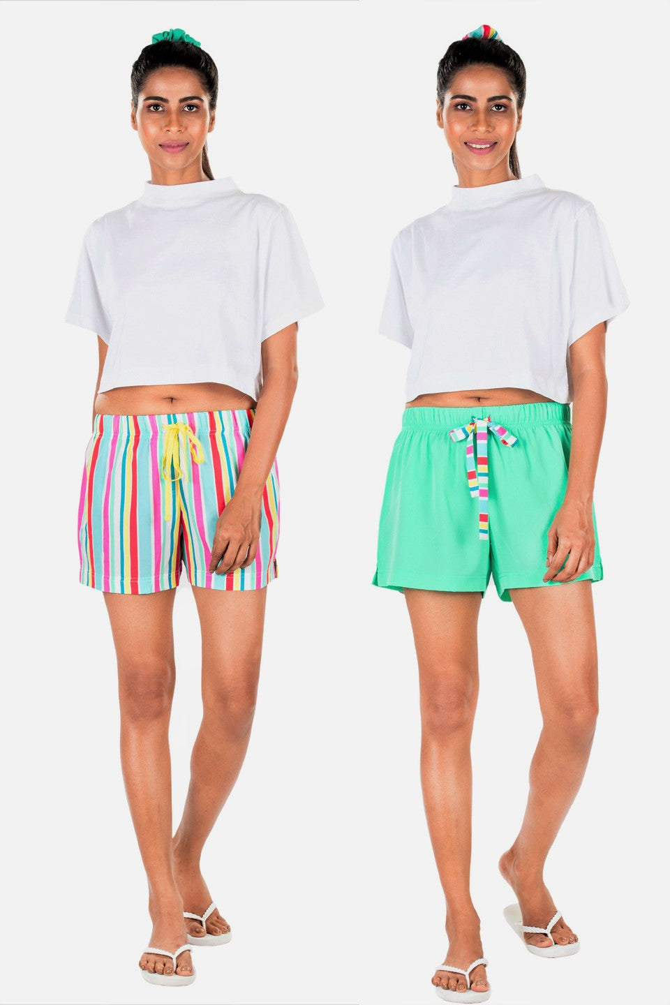 Women s Crepe Shorts Combo Pack of 2 Mint