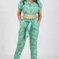 Women's crop top co-ord set spiral jade + The Market tote spiral jade