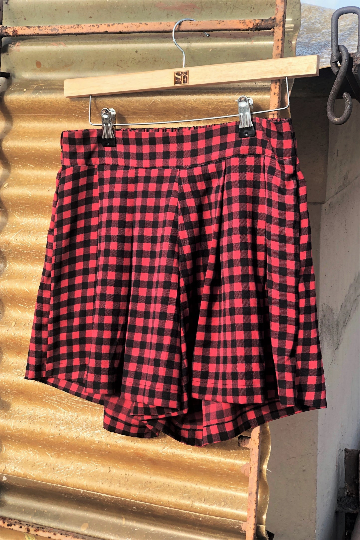 Women's Skorts Combo (Pack of 2) Red Checks and Black