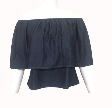 Women's Denim Off Shoulder Crop Top