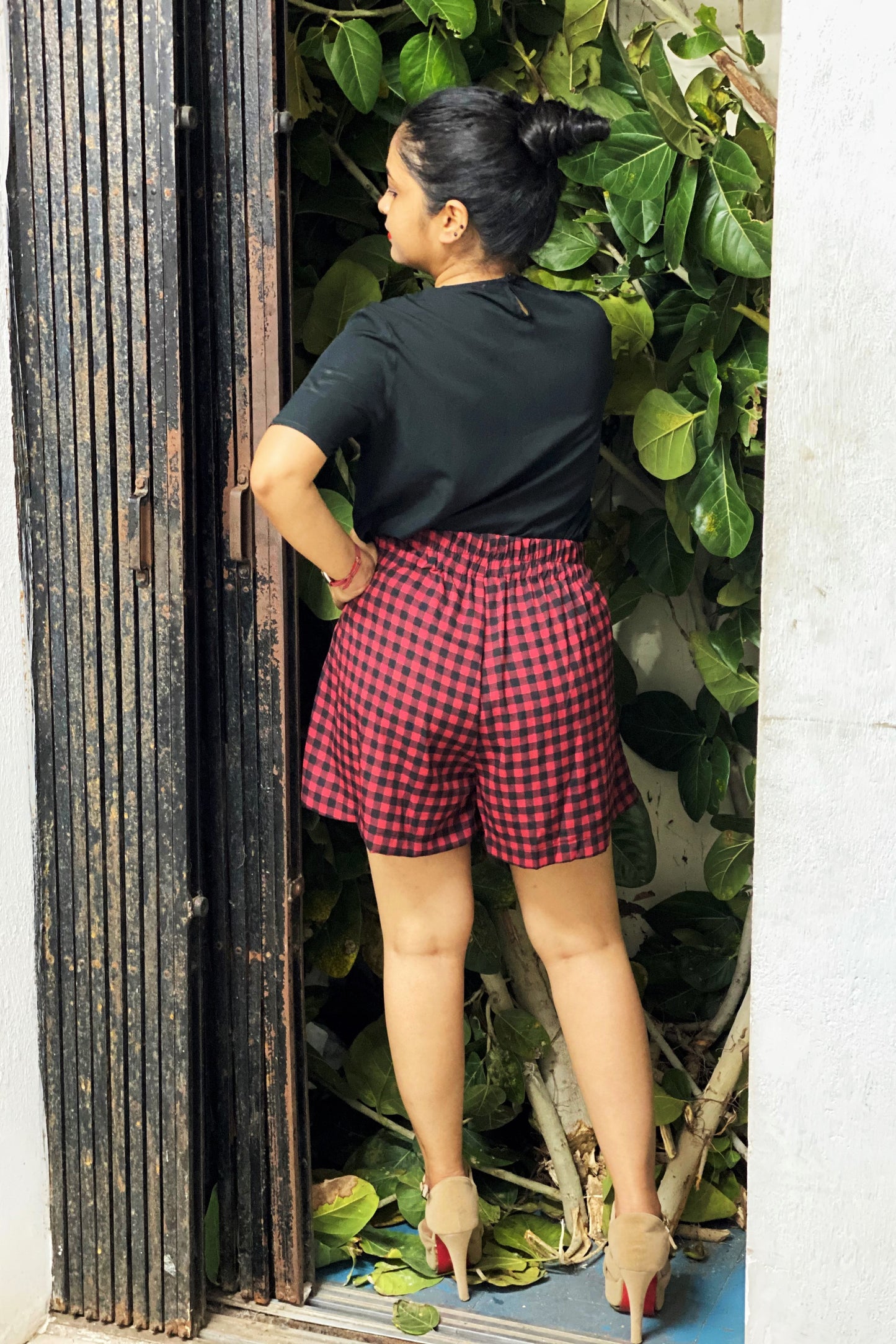 Women's Skorts Combo (Pack of 2) Red Checks and Black