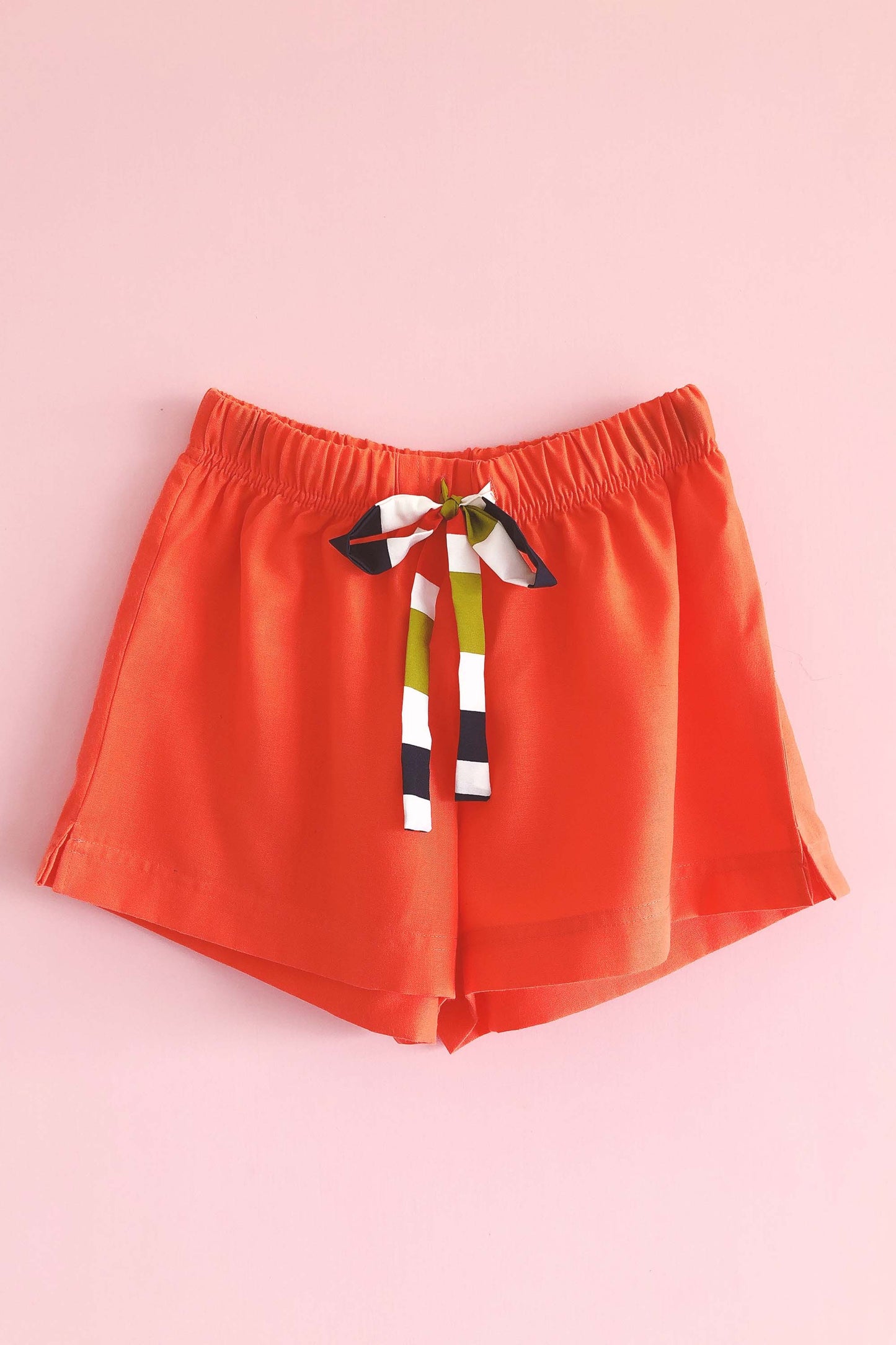 Women's Crepe Shorts Combo (Pack of 2) - Peppy Stripes and Orange