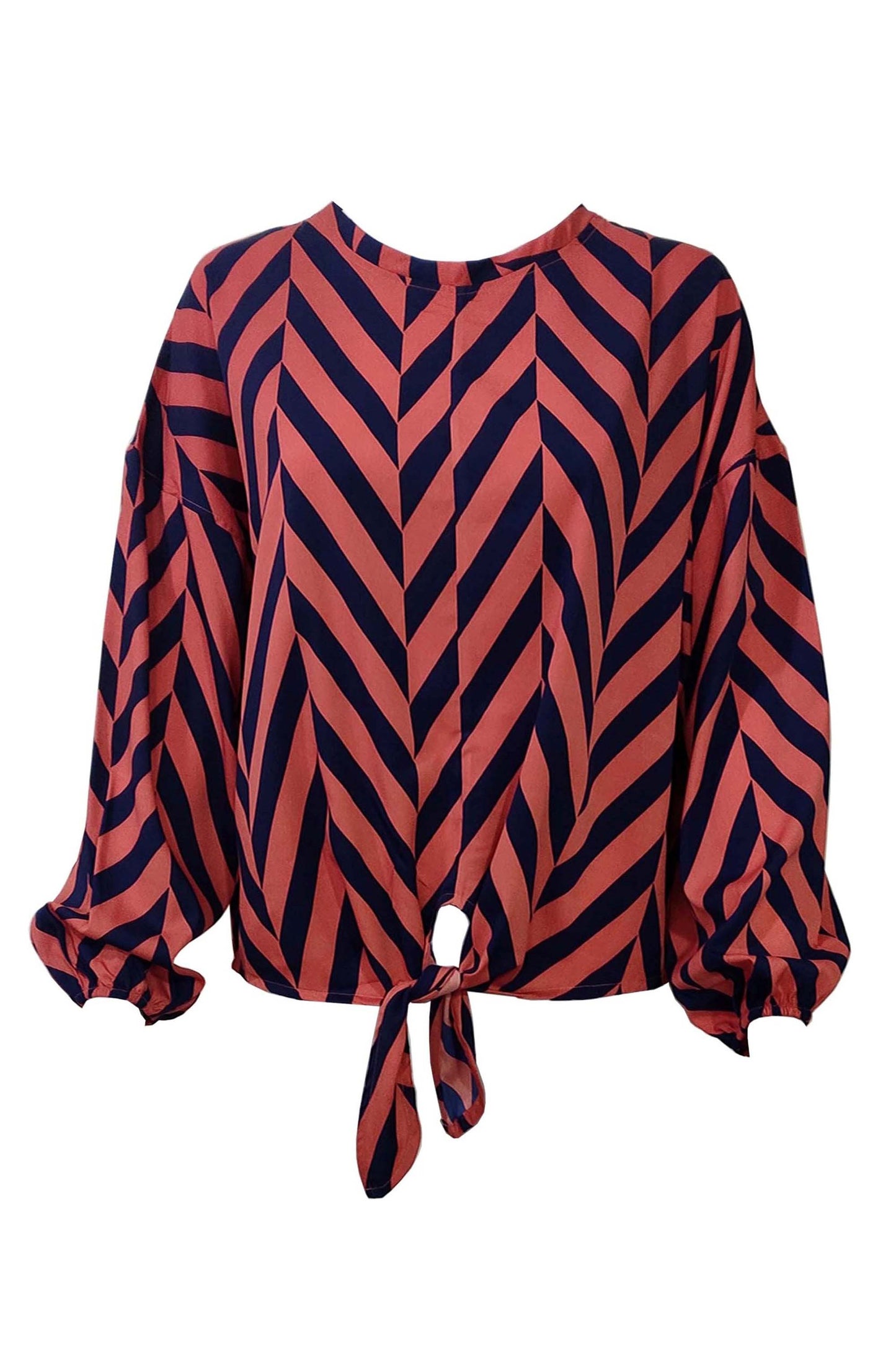 Women's Orange Printed Top With Front Knot