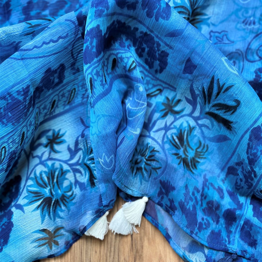 Chiffon tassel Kimono Top - Lucia Blue