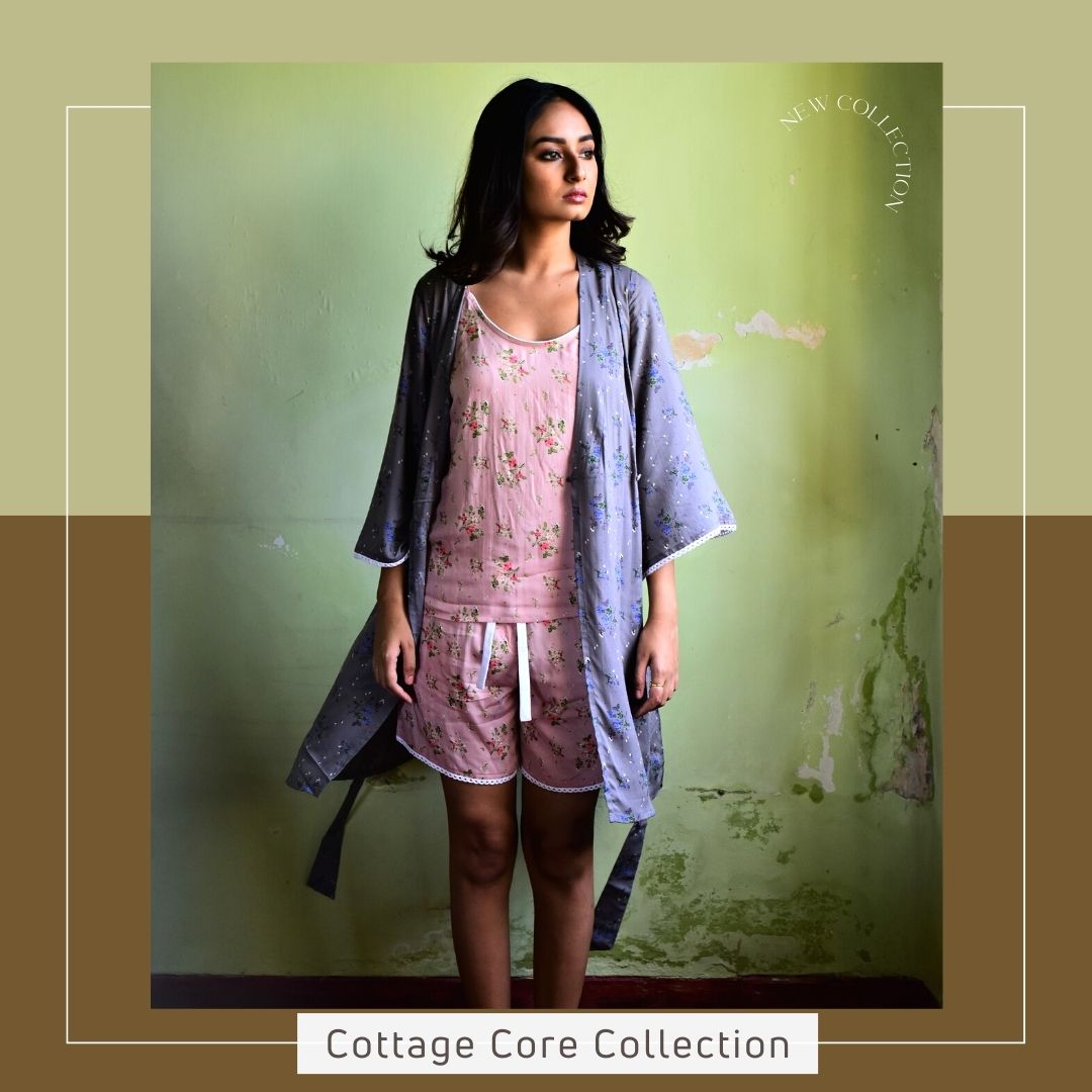 Women's CottageCore Modal Camisole With Shorts - Blush Pink