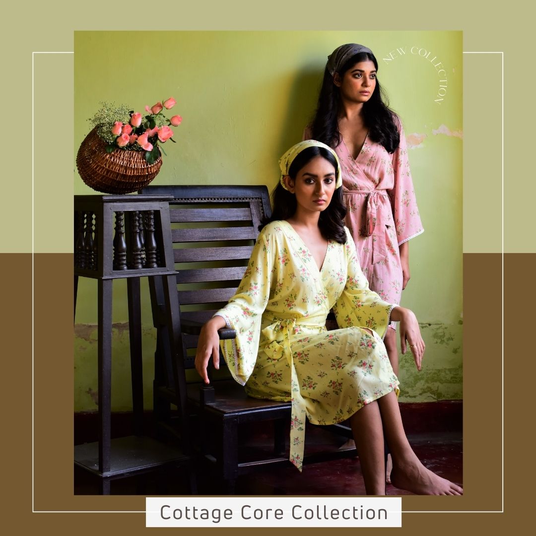 Women's CottageCore Modal Home Dress/ROBE - Butter