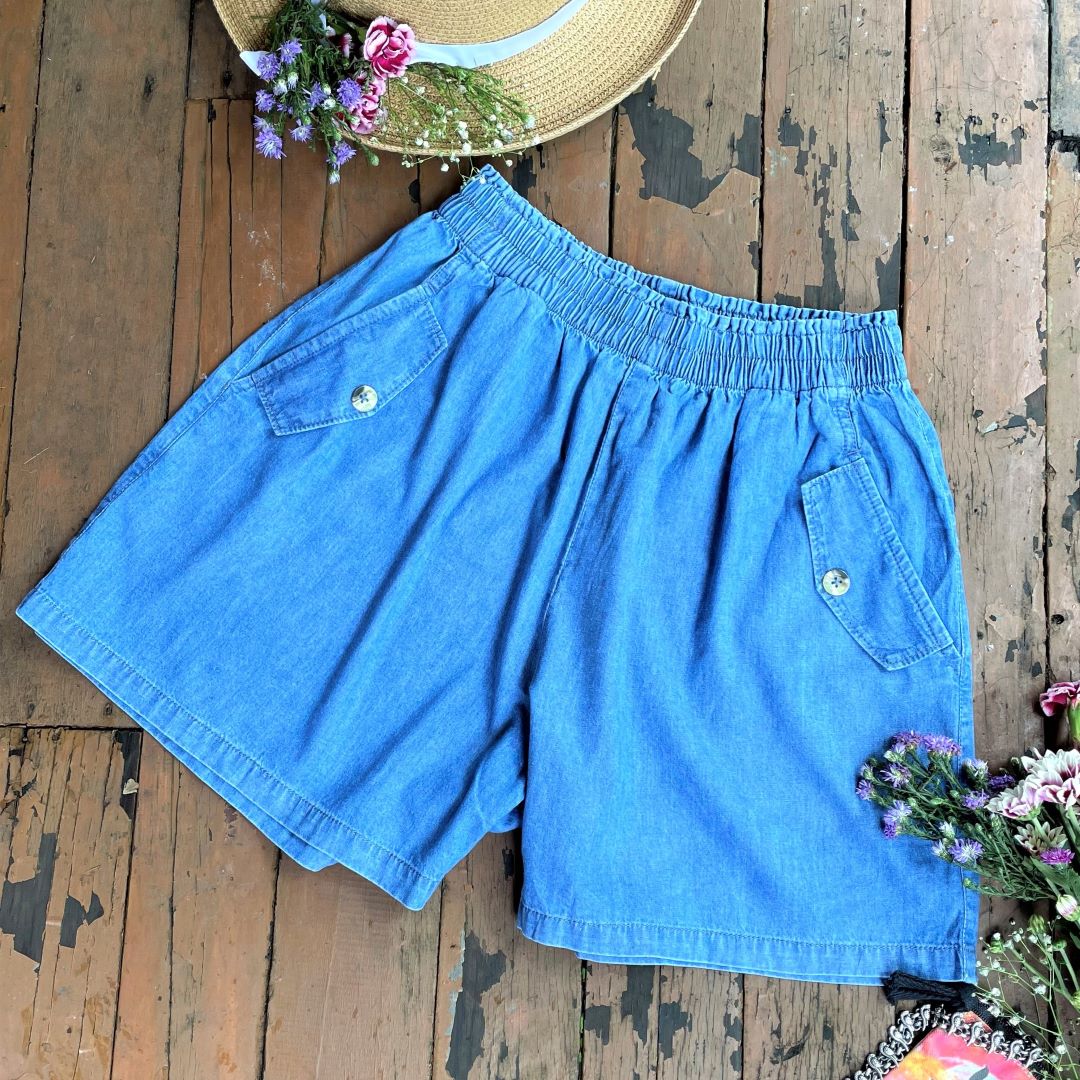 Denim Wide-Legged Shorts