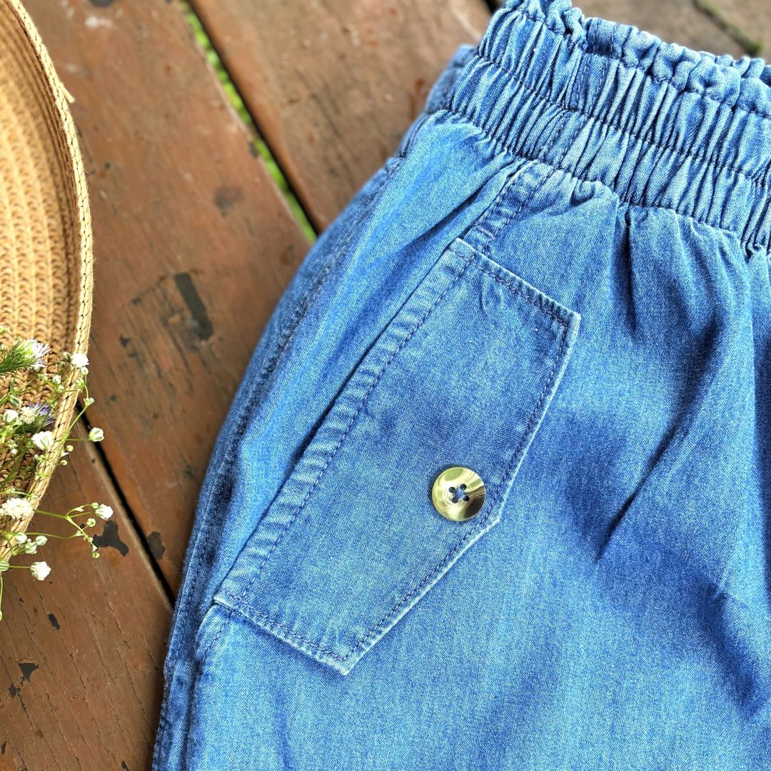 Denim Wide-Legged Shorts