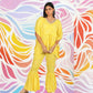 Festive Kaftan Co-Ord Set - Yellow Bandhini
