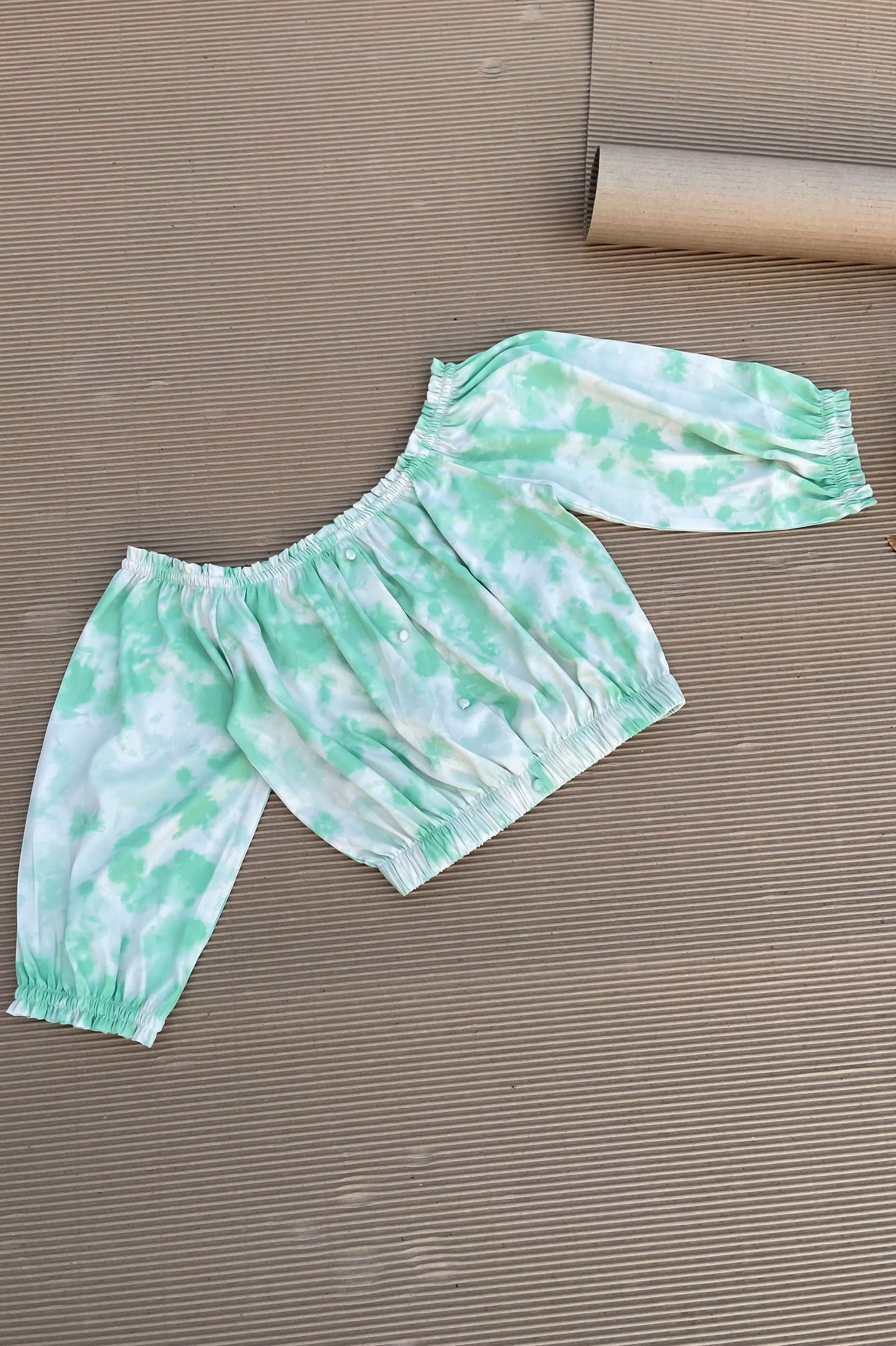 Women's TIE- n- DYE - Off Shoulder Co-Ord Set - Seafoam Green