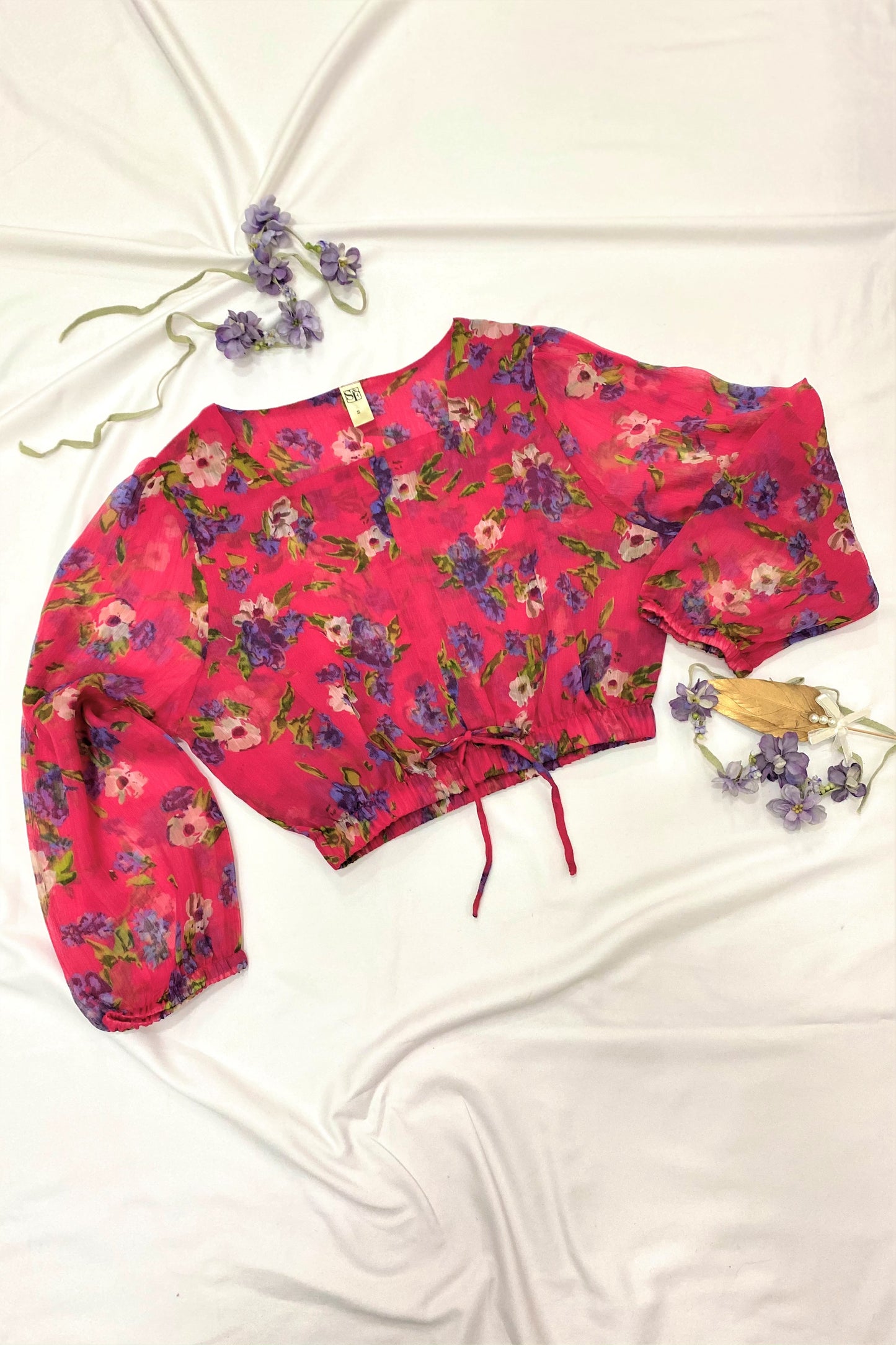 Womens Fresh Print Floral Crop Top