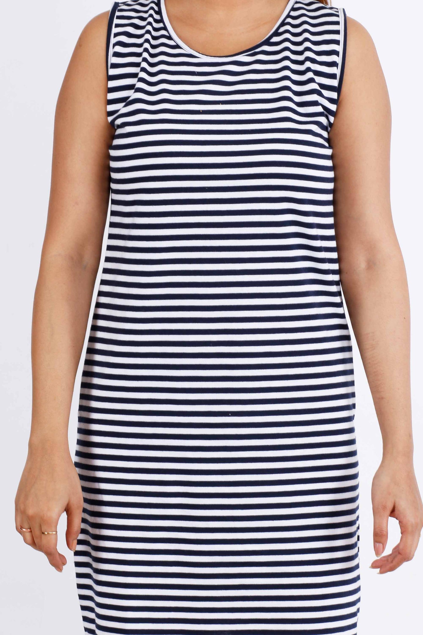 Womens Stripe Sleeveless Short Dress