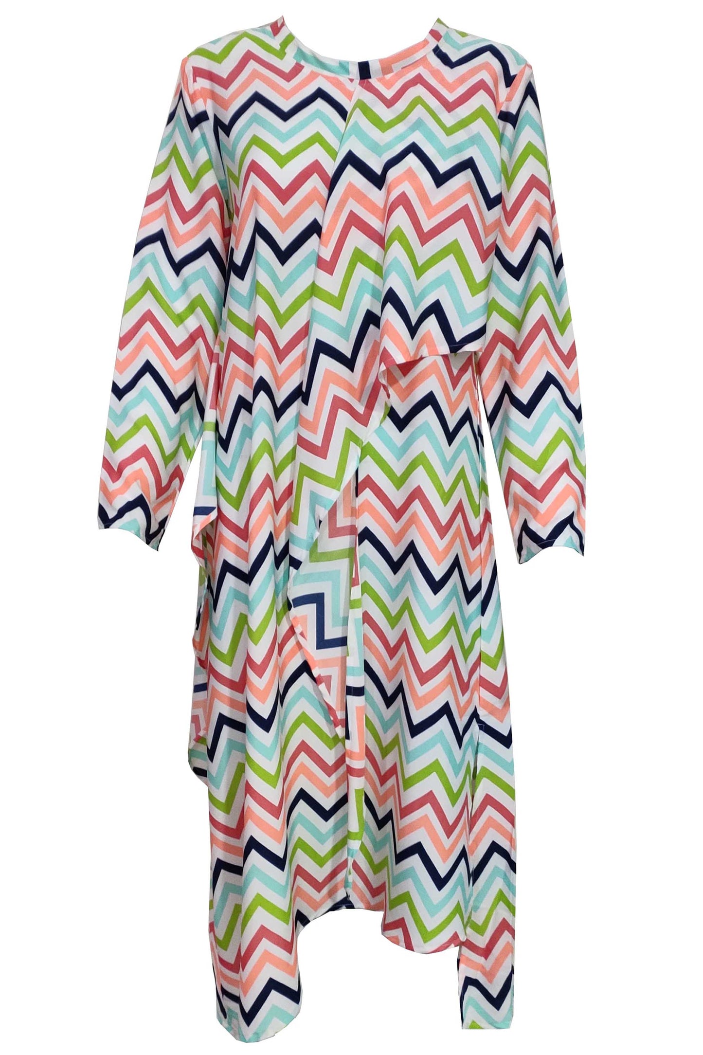 Women's Multicolour Chevron Printed Long Dress