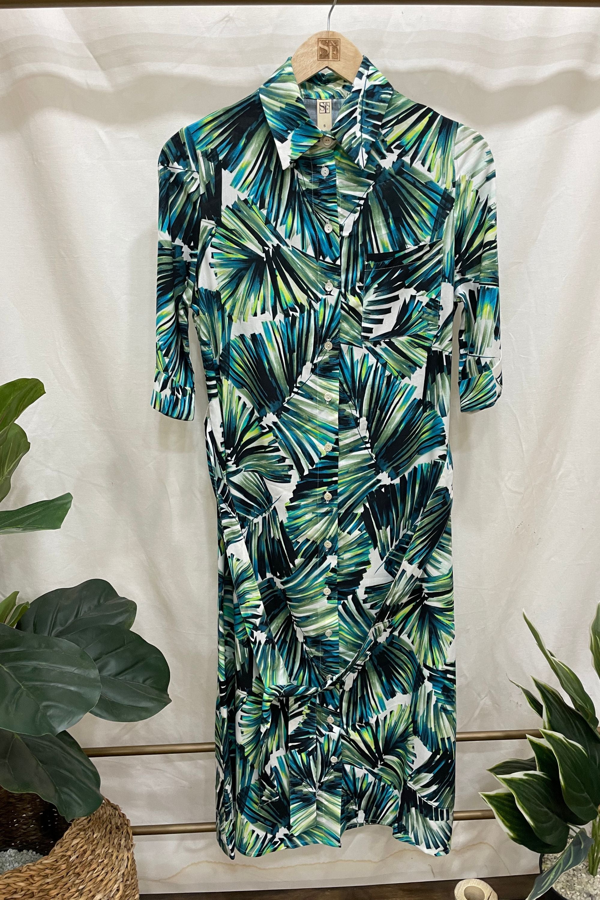 Palm leaf shirt store dress