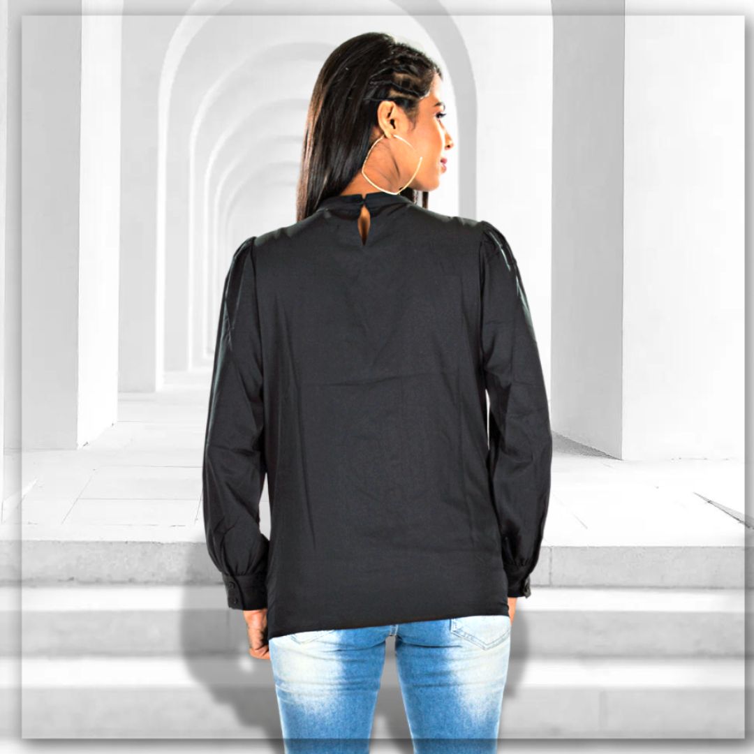 Women's Black Partywear Crepe Top