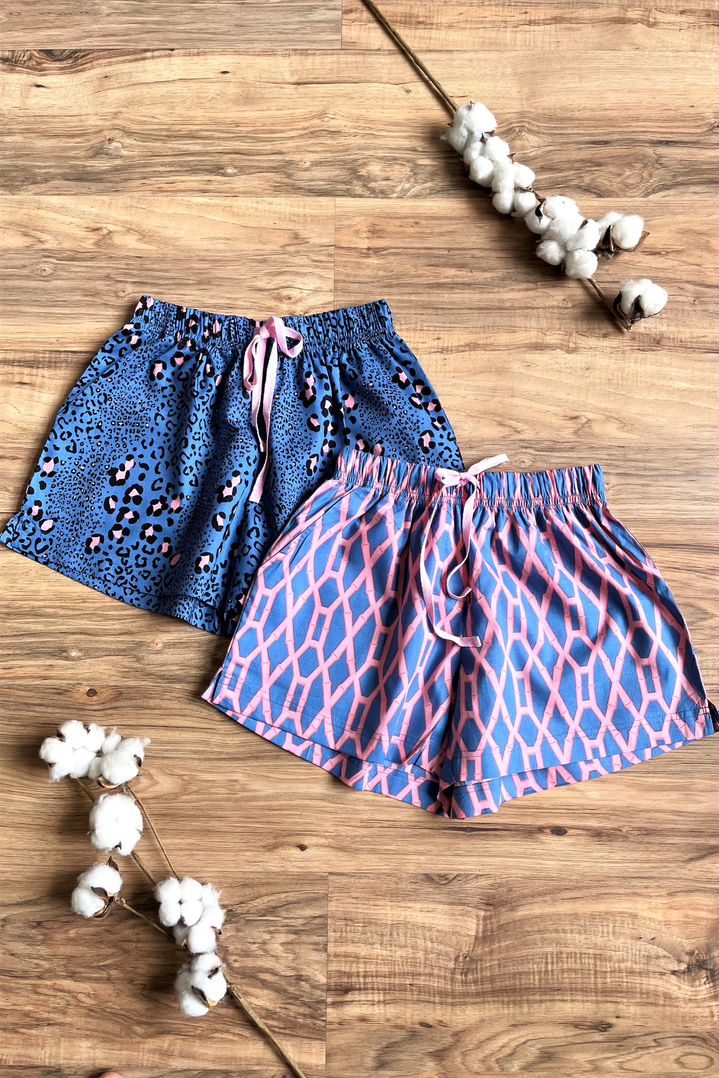 Women's Cotton Shorts Combo (Pack of 2) - Leopard Blue-Bamboo