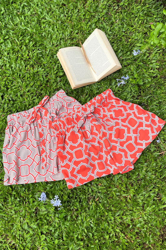 Women's Crepe Shorts Combo (Pack of 2) - TRELLIES ORANGE & TAUPE