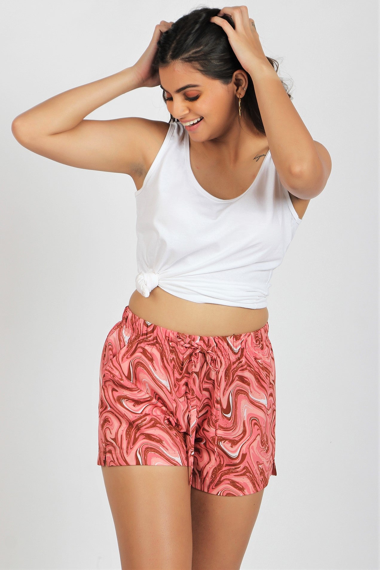 Women's Crepe Shorts Combo (Pack of 2) - Spiral Rust-Polka Blush