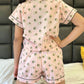 Women's Half Sleeves Shirt with Shorts Nightsuit - Avo Pink