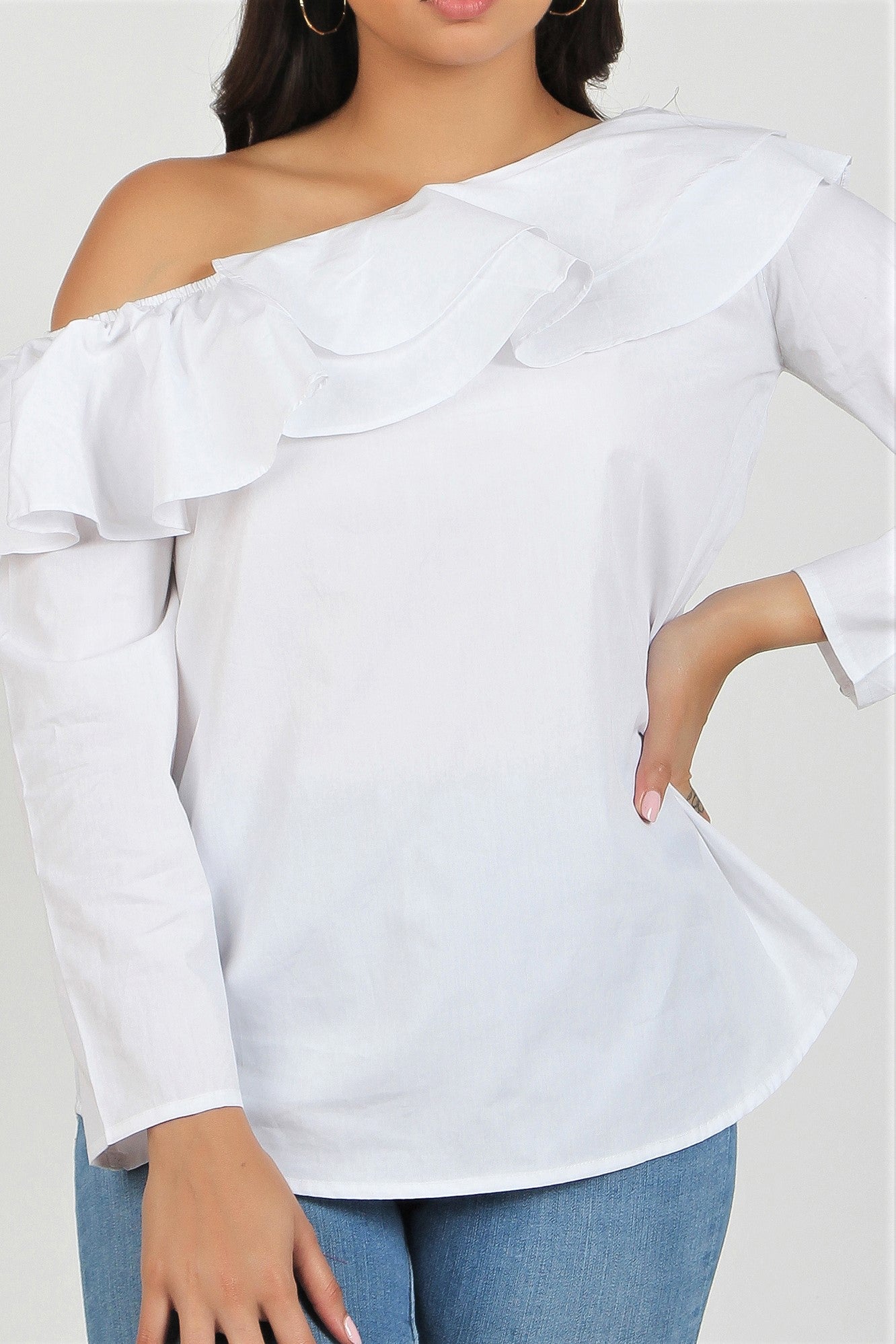 Women's One-Shoulder Top - White