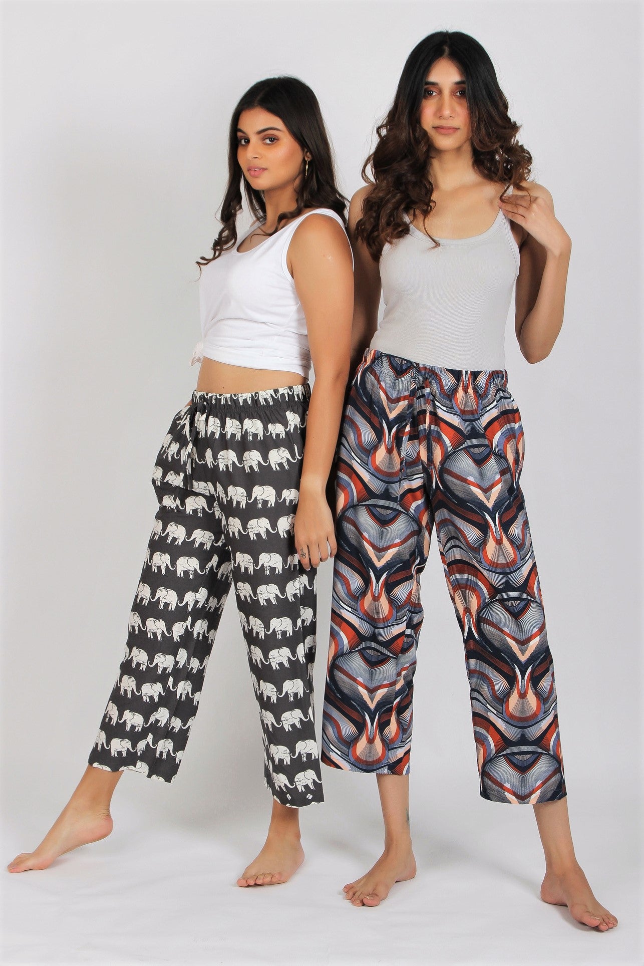 Women's Printed Ankle Length Pyjama Combo (Pack of 2) - Royal Blush