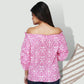 Women's Printed Off Shoulder Pink Casual Top