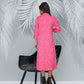 Women's Printed Pink Midi Dress