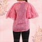 Women's Casual Pink Top With Butterfly Sleeve