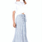 Womens Blue White Striped Long Skirt